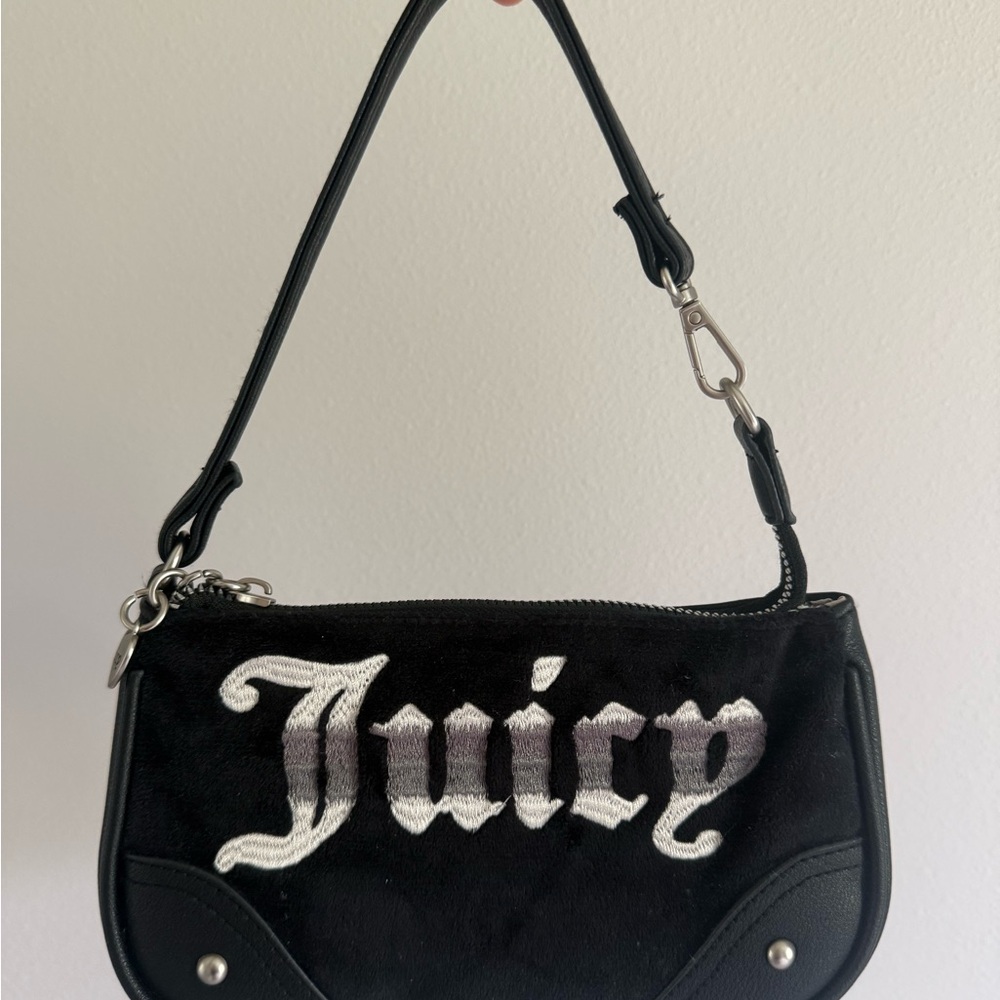 Juicy Couture Black and Silver Shoulder Bag